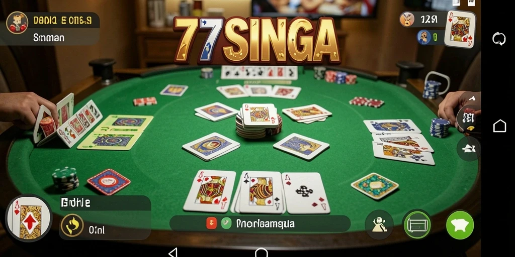 Tampilan gameplay seru 77SINGA saat bermain Gaple.