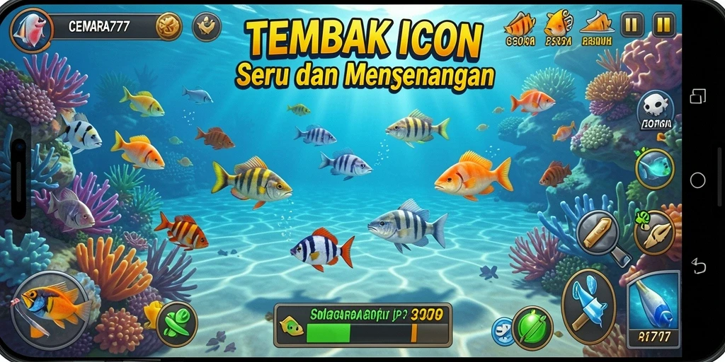 Tangkapan layar CEMARA777 menampilkan aksi seru saat menembak ikan.