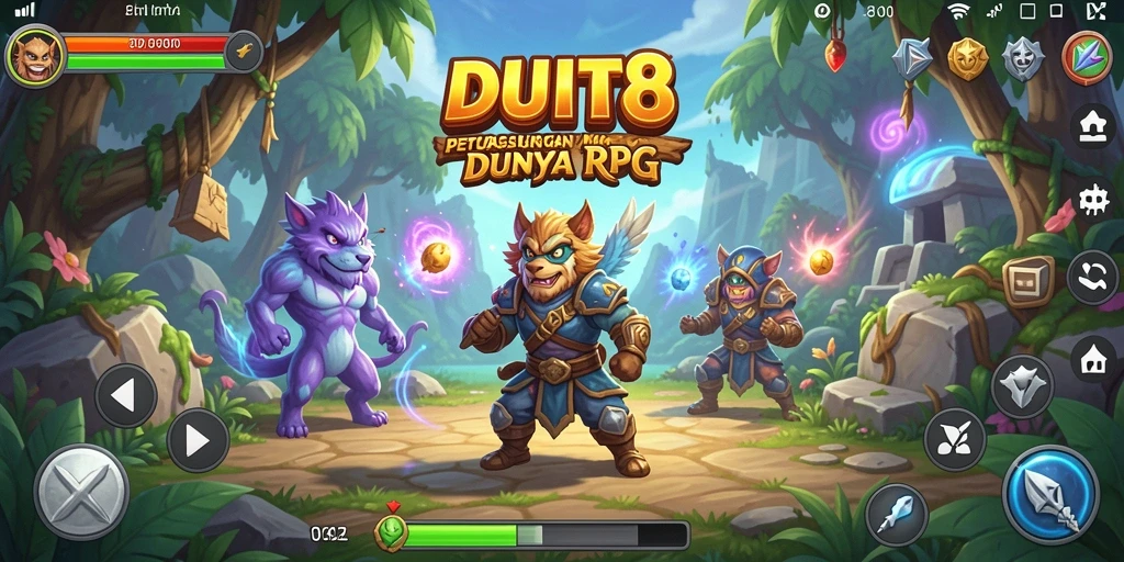 Screenshot menunjukkan aksi seru dalam game RPG DUIT8.