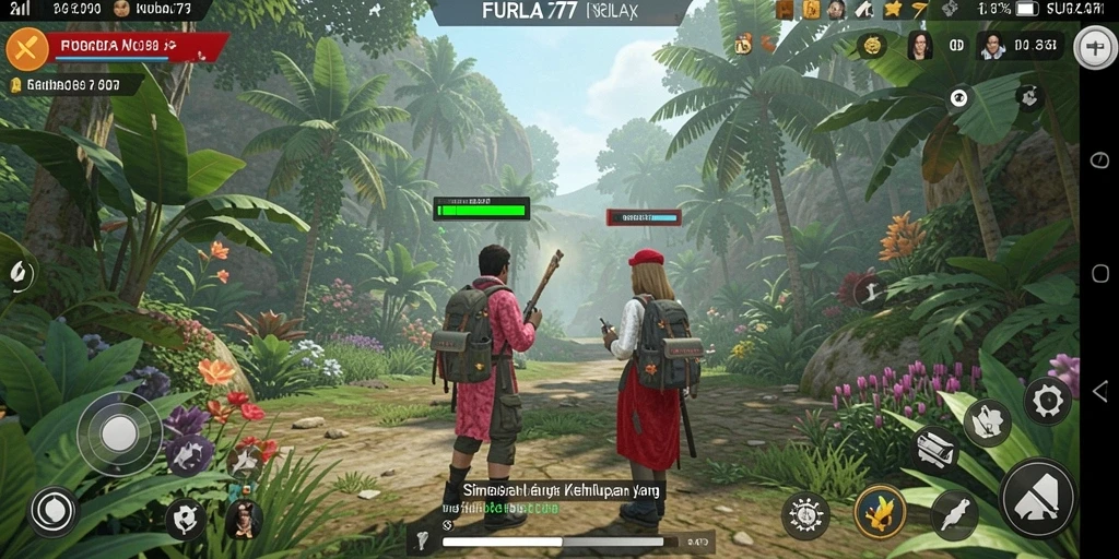 Tampilan gameplay FURLA77 yang menampilkan interaksi karakter.