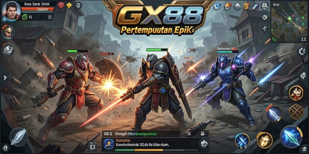 Tampilan gameplay menegangkan dalam GX88, menunjukkan strategi pertempuran yang mendalam.