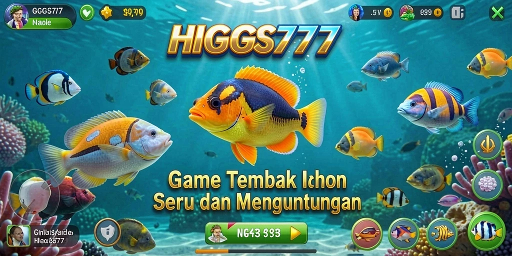 Gameplay seru HIGGS777 yang menangkap ikan.