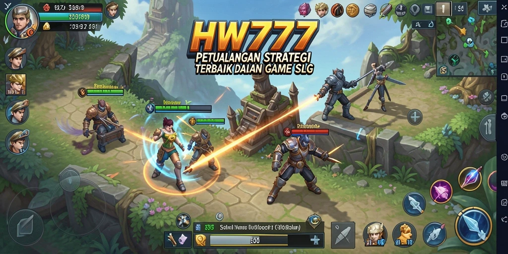 Tangkapan layar HW777 menunjukkan aksi seru dalam mengelola dan berstrategi.