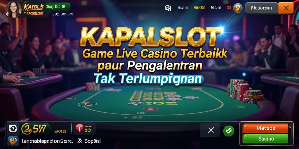 Tangkapan layar gameplay KAPALSLOT menampilkan dealer profesional dan suasana kasino yang hidup.