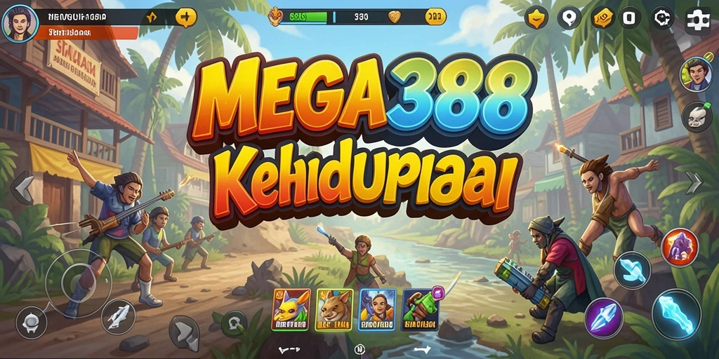 Tampilan gameplay MEGA388 dengan interaksi karakter yang penuh warna.