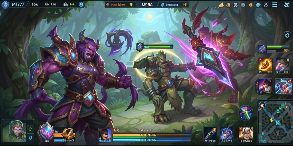 Tangkapan layar gameplay seru MT777 yang menunjukkan pertempuran antara tim-tim hebat.