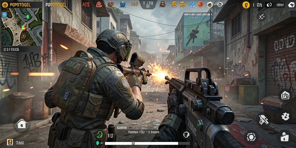 Tampilan gameplay menarik dari POPOTOGEL yang menggambarkan aksi FPS.