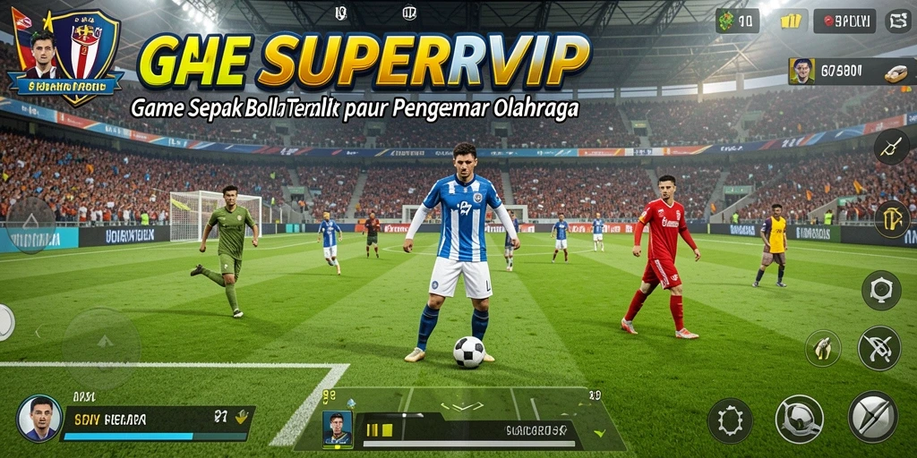 Tampilan gameplay <strong>SUPERVIP</strong> yang mendebarkan dengan aksi sepak bola yang seru.