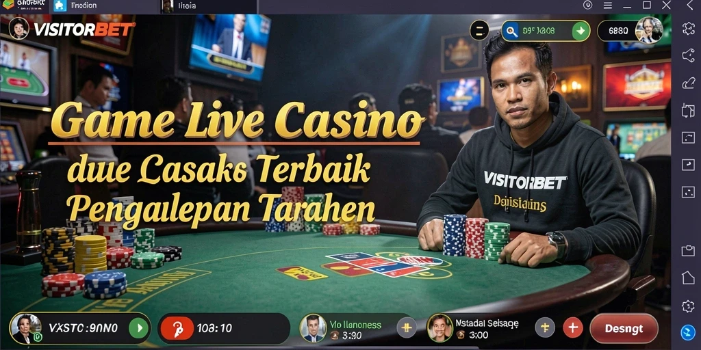 Screenshot gameplay Live Casino VISITORBET dengan dealer langsung.