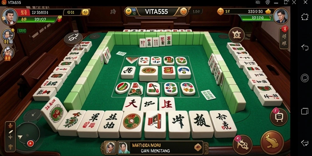 Tampilan gameplay VITA555 yang mendebarkan dengan ubin Mahjong.